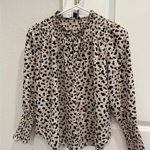 Ann Taylor Black and Tan Animal Print Blouse
